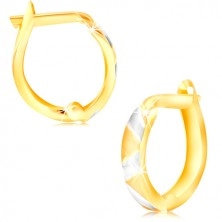 Combined 14K gold earrings with matte zig zag pattern