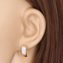Combined 14K gold round earrings - strings in white gold