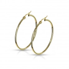 Earrings made of stainless steel - simple shiny circles in a golden hue