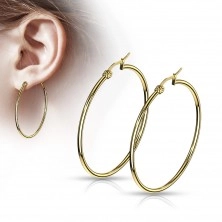 Earrings made of stainless steel - simple shiny circles in a golden hue