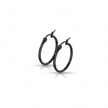 Round earrings made of steel 316L - shiny black circles, French lock