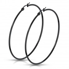 Round earrings made of steel 316L - shiny black circles, French lock