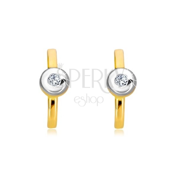 Diamond 14K gold earrings - strip with brilliant in mount of white gold
