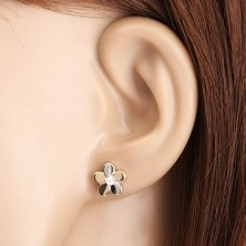 Brilliant 585 gold earrings - flower with five petals and diamond