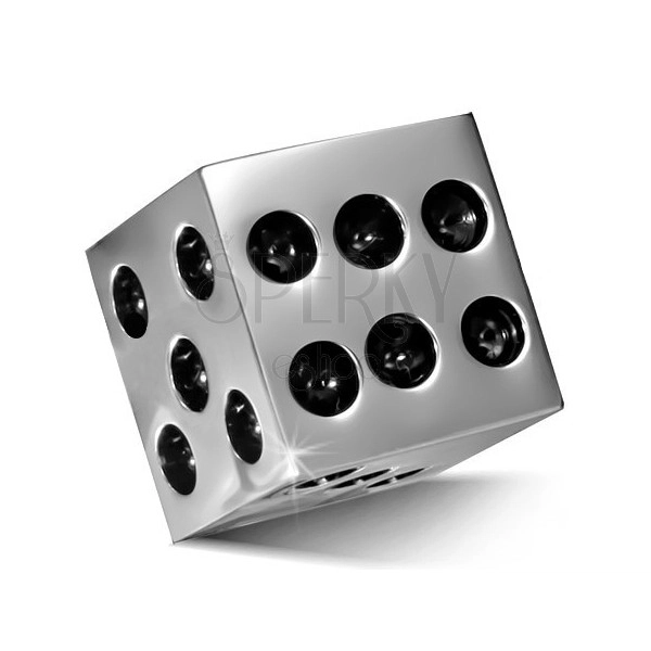 Pendant made of stainless steel - glossy square of silver colour, black dots