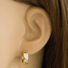 Round earrings of combined 585 gold with refined half