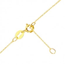 375 gold necklace - fine chain with pendant of smooth glossy circle