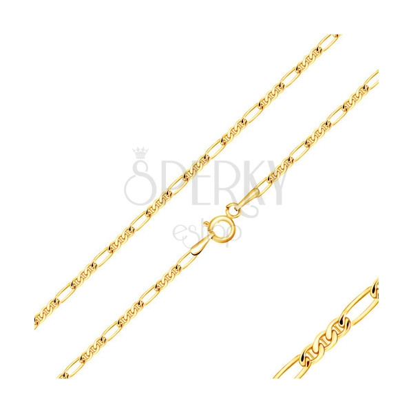 585 gold chain - Figaro motif, oval rings with the stick in the centre, 550 mm