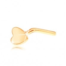 Yellow nose 375 gold piercing - small glossy heart, bent