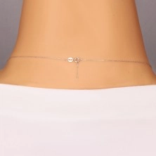 Diamond necklace of white 375 gold - narrow glossy circle and brilliant 