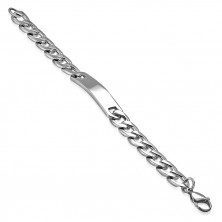 Bracelet made of surgical steel with shiny oblong plate, silver colour, 8 mm
