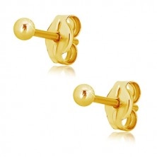 14K yellow gold earrings – simple shiny ball, 2,5 mm