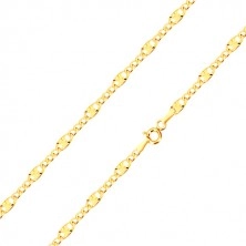 14K gold bracelet - three oval eyelets, elongated eyelet with radial cuts, 210 mm