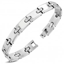 Stainless steel bracelet - mirror-polished "H" links, thin rounded joints