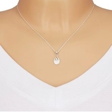 925 silver necklace - tear contour with zircons, spiral chain