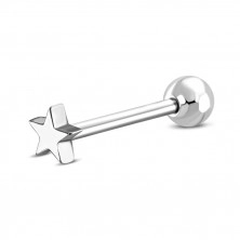 Steel ear tragus piercing - ball and star of silver colour