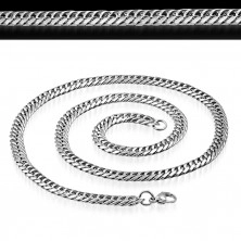 Stainless steel glossy chain - oblong rings twisted into spiral, 7,5 mm