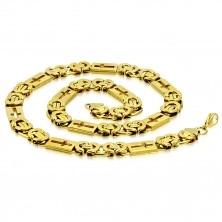 Steel glossy chain of gold colour - byzant design, Latin crosses