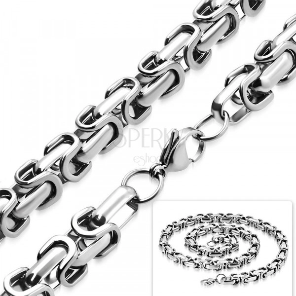 Stainless steel chain - byzant design, wider eye, 8 mm