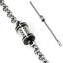 Stainless steel bracelet - cylinder with chessboard
