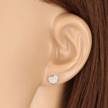 White 14K gold studs - circle inlaid with clear zircons