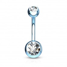 Steel belly piercing - balls with glittery zircons, various colours, length 10 mm