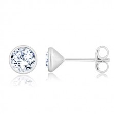 925 silver studs, glittery zircon of clear colour, round holder