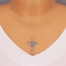 925 silver pendant - phoenix with royal crown and cross, patinated