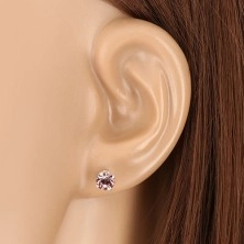 925 silver earrings - glittery round zircon in mount, tanzanite colour, studs