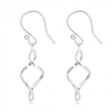 925 silver earrings - two lines intertwined together on Afrohook