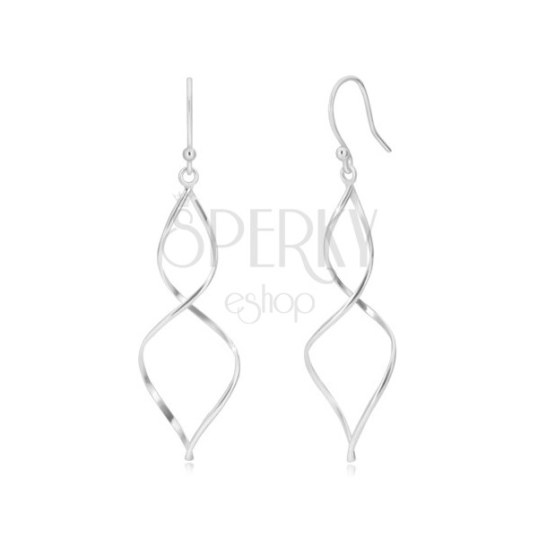 925 silver earrings - glossy twisted lines into spiral, Afrohooks