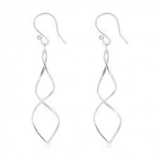 925 silver earrings - glossy twisted lines into spiral, Afrohooks