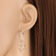 925 silver earrings - glossy spiral, two lines intertwined together 