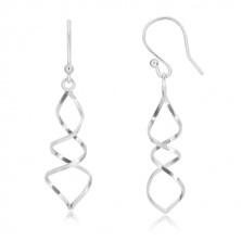 925 silver earrings - glossy spiral, two lines intertwined together 