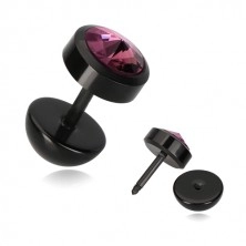 Fake ear plug of black colour - conic zircon of purple hue