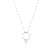 925 silver necklace - angular chain, circle contour, smaller circle and stick