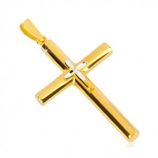 925 silver pendant - cross of gold colour, smaller cross in center, grain cuts