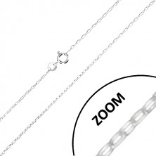 925 silver chain - wider oval rings, glossy surface, 1,4 mm