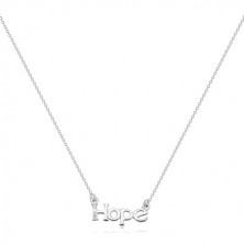 925 silver necklace - glittery chain, inscription "Hope" with diamond line