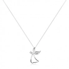 925 silver necklace - carved angel with heart, clear diamond