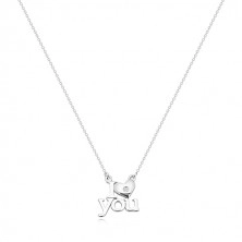 Brilliant necklace, 925 silver, "I heart you", chain of the oval rings