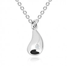 925 silver necklace - glossy drop with diamond, chain