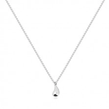 925 silver necklace - glossy drop with diamond, chain