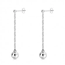 925 silver hanging earrings - glossy balls and spiral chain