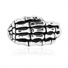 925 silver ring - hand skeleton shaped into details, glossy arms, patina