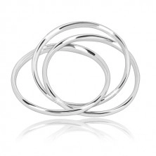 Triple 925 silver ring - narrow glossy ringlets that are interconnected with one another