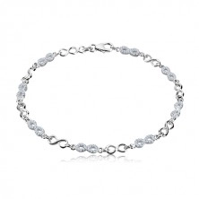 925 silver bracelet - symbols of infinity, lemniscates with zircons
