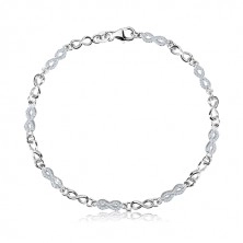925 silver bracelet - symbols of infinity, lemniscates with zircons