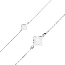 925 silver bracelet - four-point star with a glaze of white colour, geometric motif