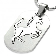 Pendant made of surgical steel in silver colour, cut horse